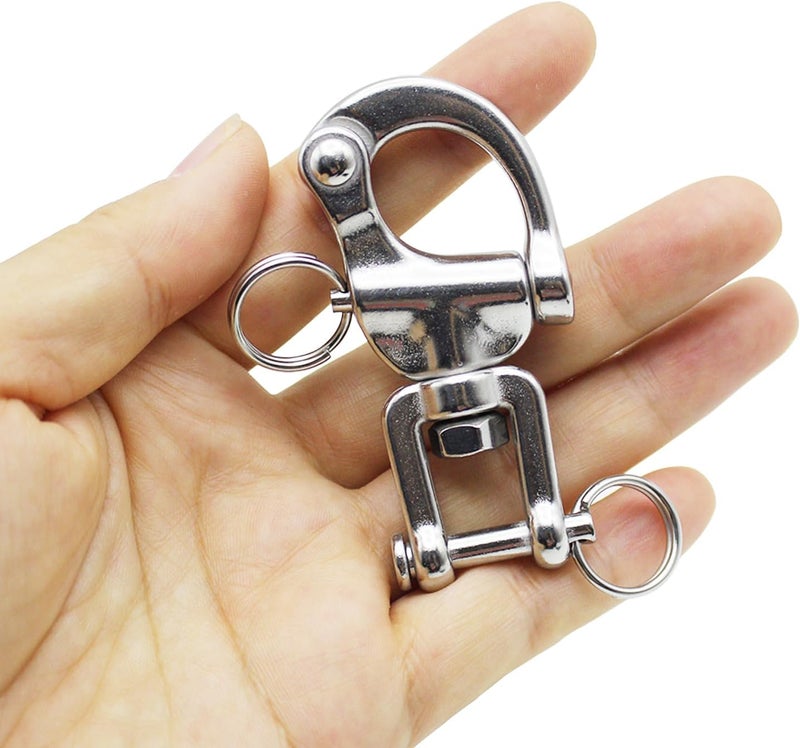 Bedrug Snap Shackle Quick Release 316 Stainless Steel Jaw Swivel Snap Shackle Heavy Duty Marine Sailboat Shackles for Sailing Halyard, Sailing Rigging 2pcs - Image 4